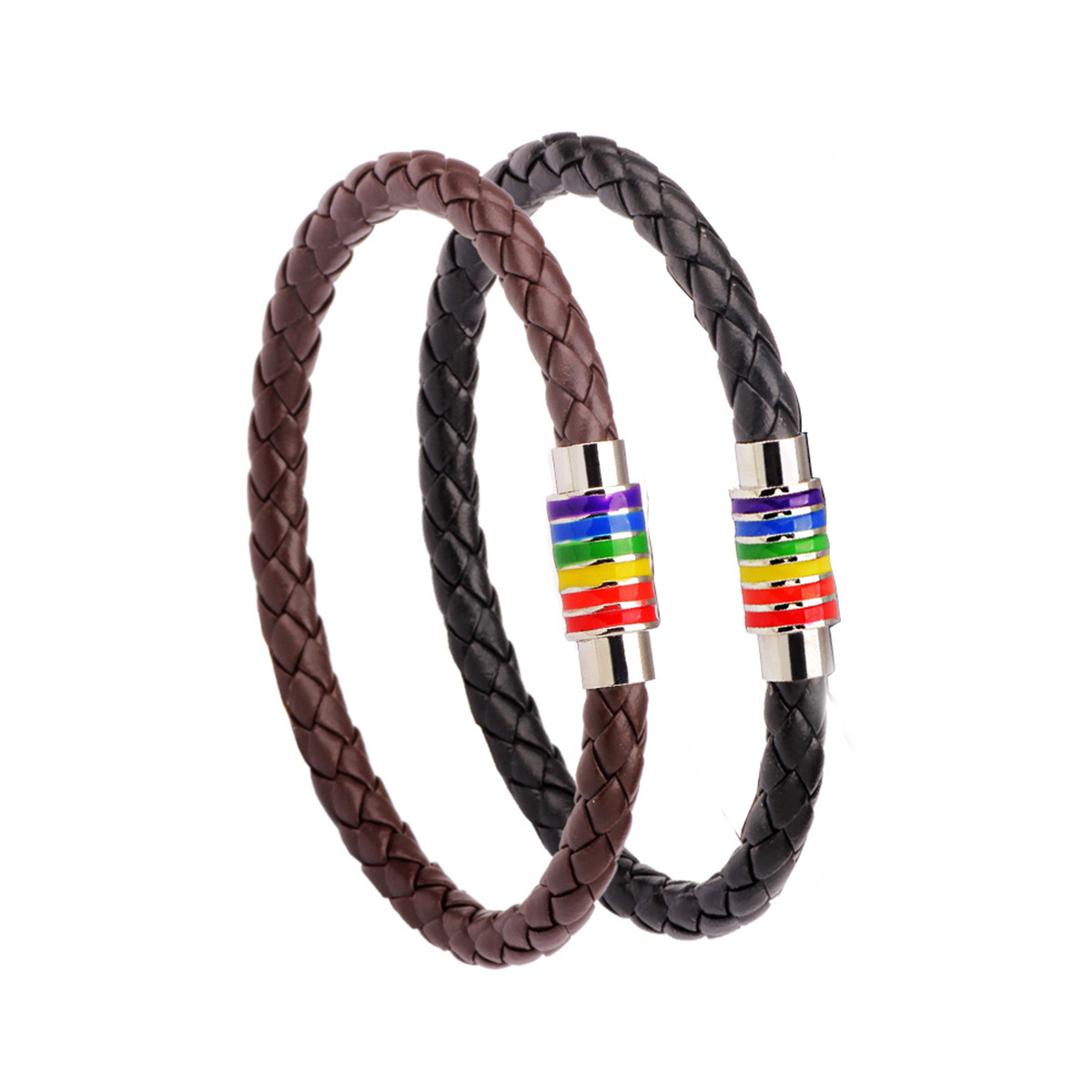 Braccialetti Arcobaleno In Pelle Marrone Nera Fatti A Mano Braccialetti Per Don…