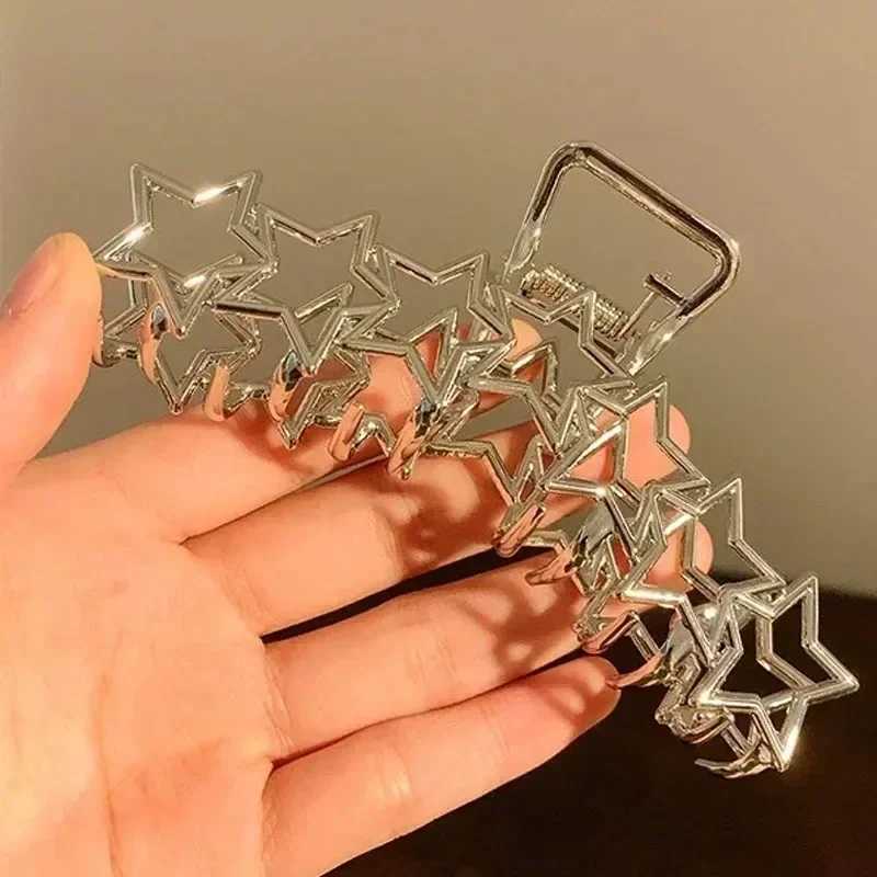 Silver Y2K Hollow Star Hair Claws Sweet Pentagram Heart Cool Girls Charm Trend Hair Clip for Women Aesthetics Hair Accessories Z250707