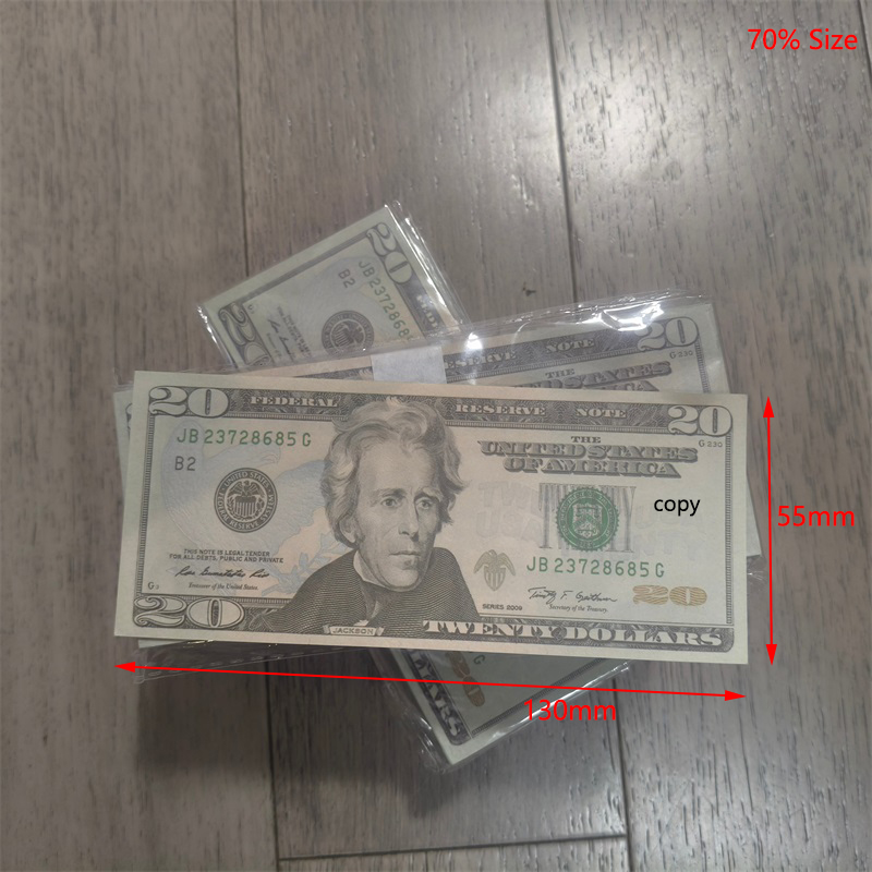 Realistic Party Supplies Fake Money USA Paper Copy Banknote 1 5 10 20 50 100 USD Euros Pound Toy Bar Props Copy Currency Movie Money Faux-billets 130*55mm 70% Size