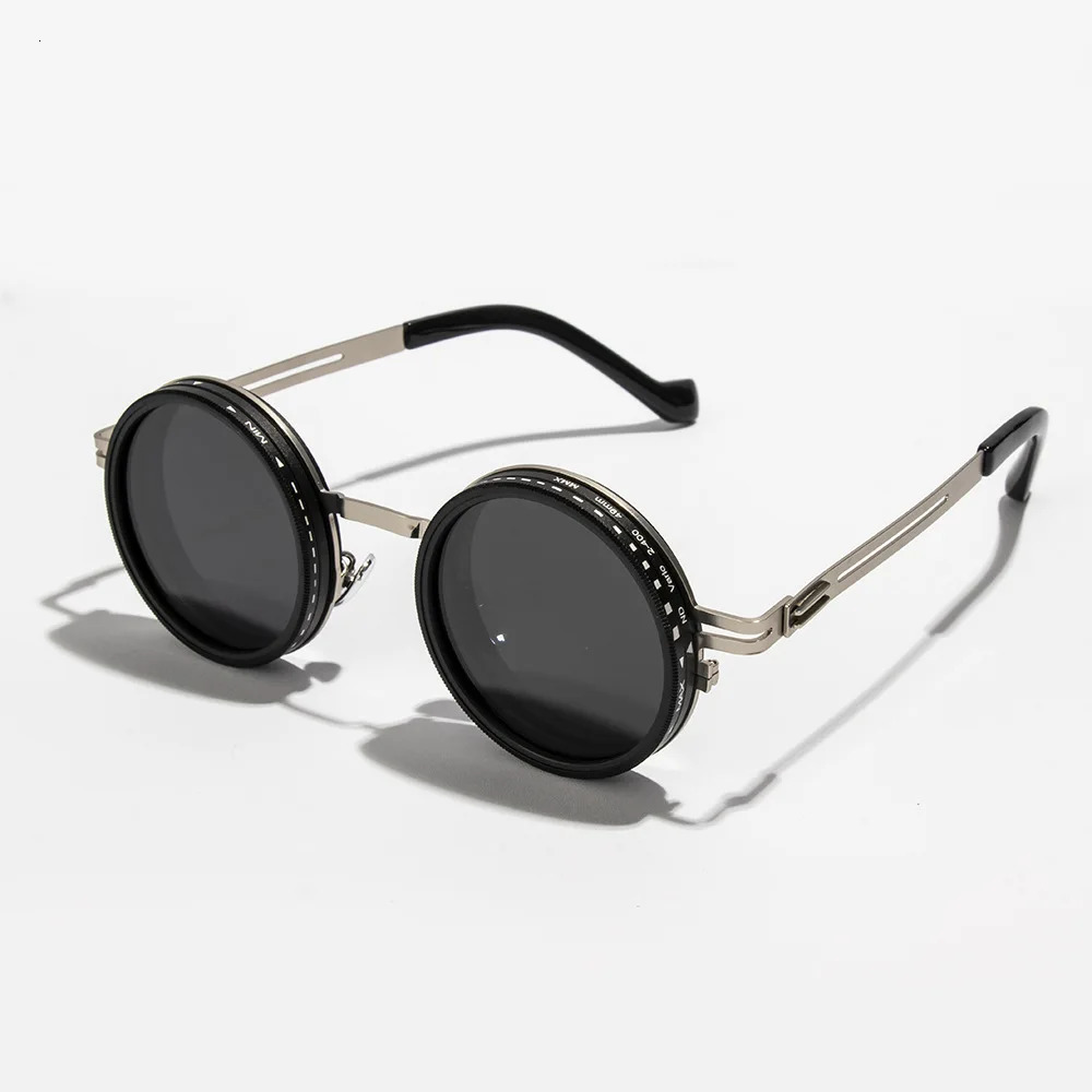 Polarized Round Sunglasses ND9 Adjustable Dimming Sun Glasses for Men and Women Retro Punk Mens Fishing Eyeglasses Outdoor Shades UV400 250707