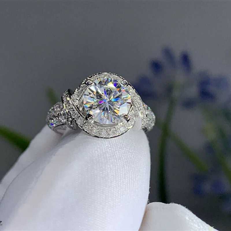 925 Sterling Silver Rings Full Paved Cubic Zirconia Luxury Engagement Wedding Rings Anniversary Party Elegant Female Jewelry XJ250707