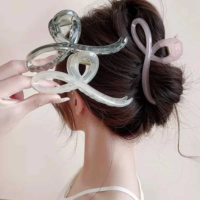 Elegant Jelly Color Bow Hair Claw For Women Girls Sweet Hair Ornament Back Headband Hair Clips Hairpin Fashion Hair Accessories Z250707