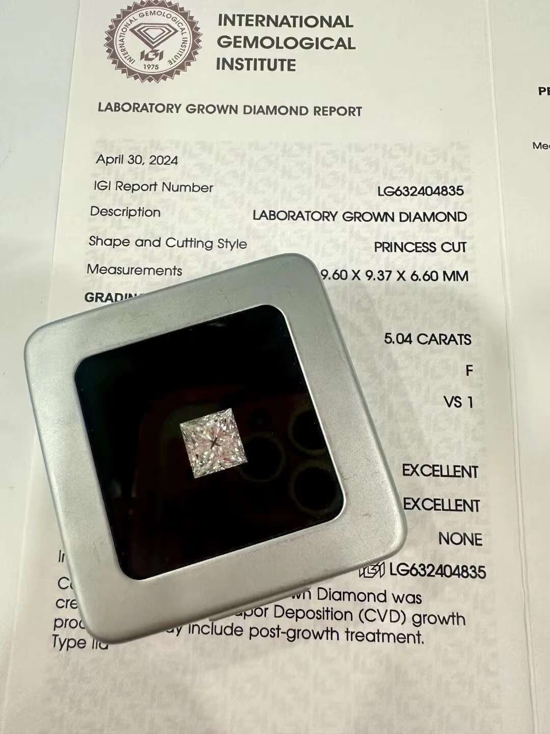 Double Jewelry D Olor VS1 Emerald Cut Lab Grown Diamond 1ct 2ct 3ct 4ct with IGI Certificate Certified Diamond Wholesale