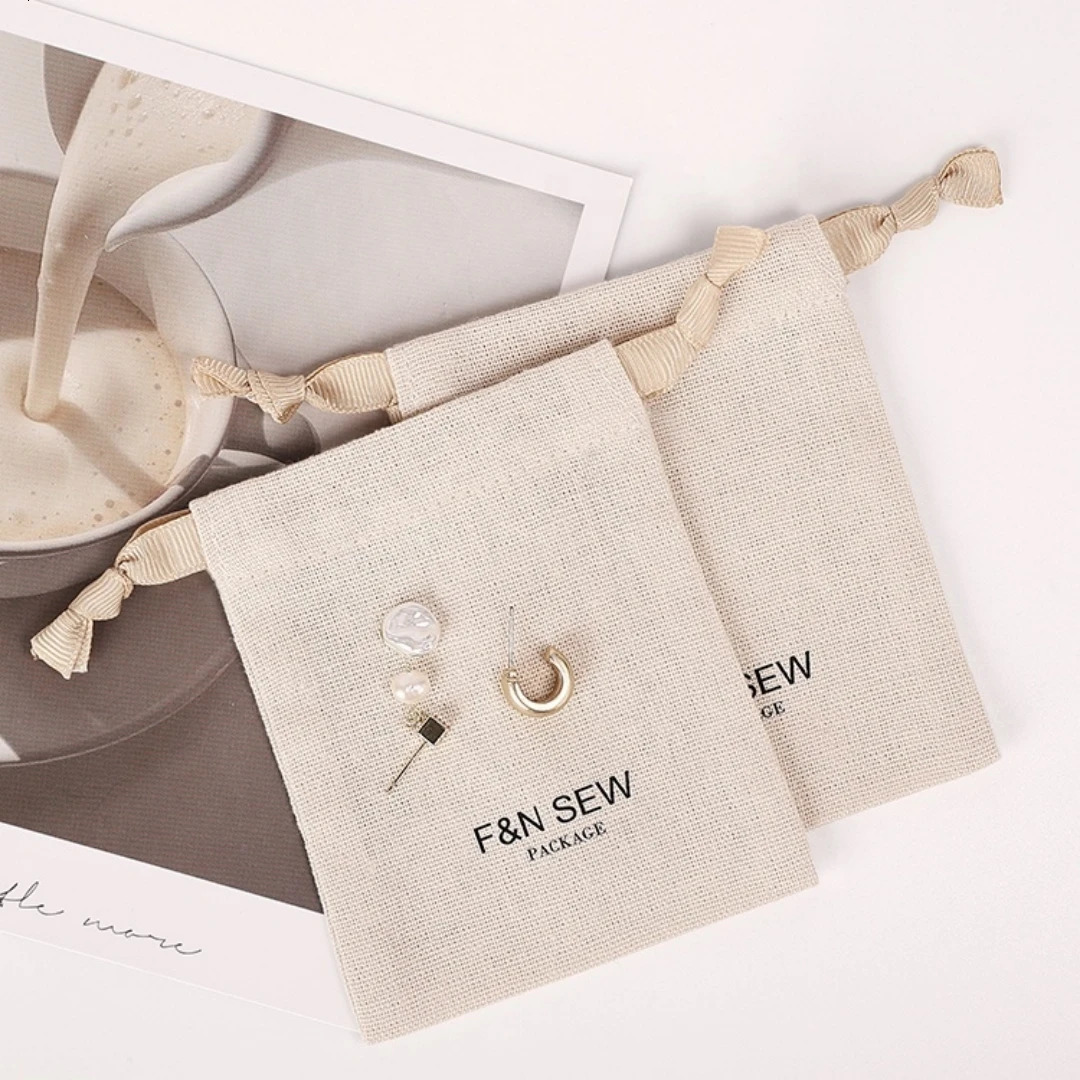 Linen Bag Cotton Drawstring Bag Jewelry Storage Pouch Bags gift bag factory sale soma package 250702