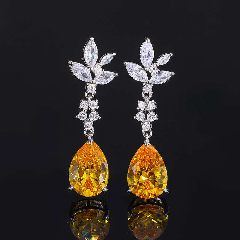 Paraiba Blue Sapphire Jewelry Live Simulation Red Long Emerald Earrings 630