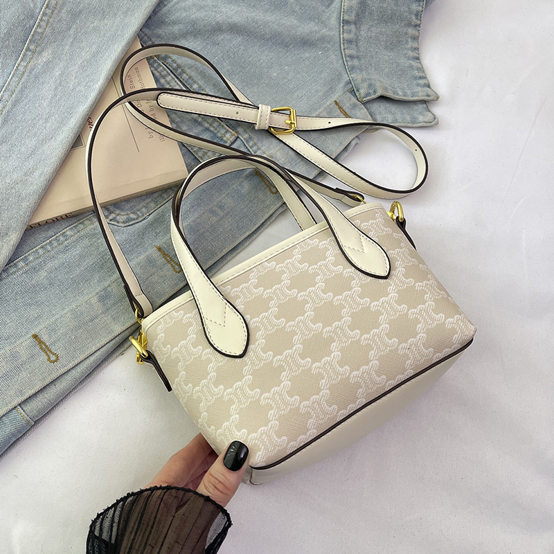 Designer High-End Feel for Women 2025 New Printed Basket Versatile Fashion Elegant Ladies Shoulder Crossbody Light Luxury Women's Bag