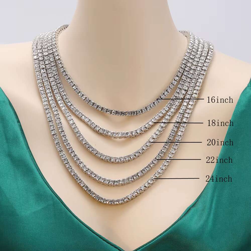 4mm Hiphop 18k Gold Iced Out Chain Moissanite vvs1 Necklace Choker Diamond Men Tennis Necklace