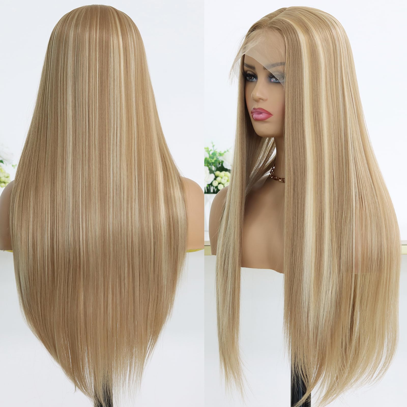 Burgundy Wig Similar to Real Human Hair 13X4 Lace Frontal Wigs Straight Hair Preplucked HD Transparent Lace Synthetic Lace Front Wigs Ready To Go 180%