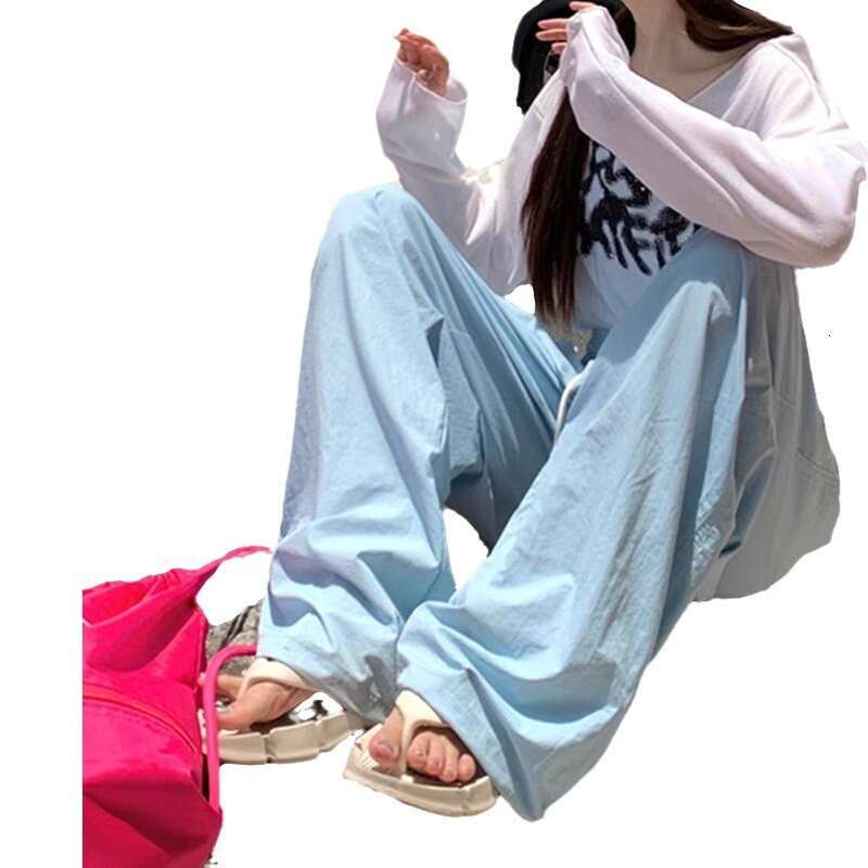 Dopamine Quick-Dry Casual Sports Women's Summer Thin Korean High-Waisted Loose Slimming Straight-Leg Wide-Leg Pants B5