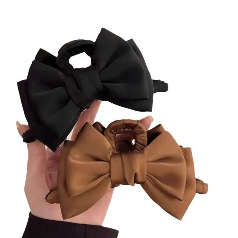 Bow Hairpin New Elegant Temperament Satin Hair Grab Hair Accessories Shark Clip on The Back of The Head Hair Claw Clip FENGCHE Z250707