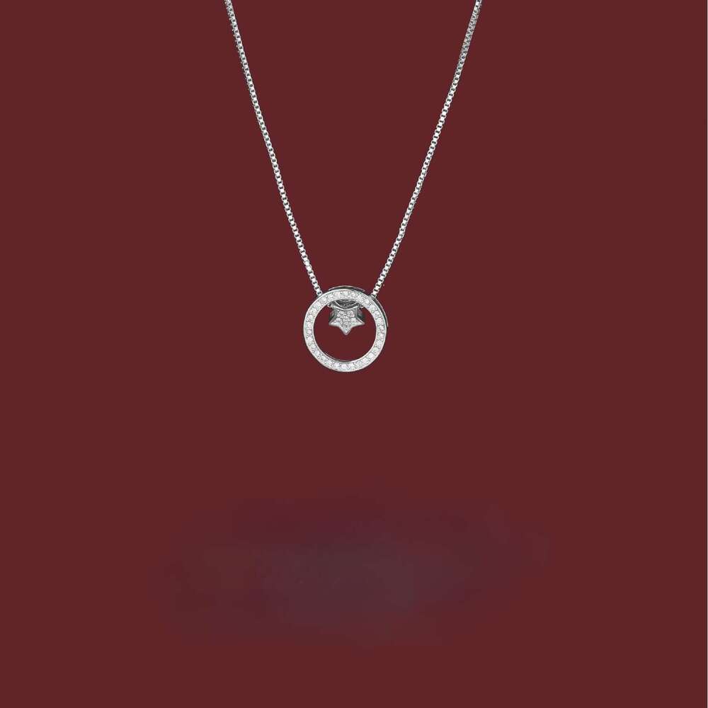 DHcollections Singapore Same Style Necklace Women Trendy Internet Celebrity Round Ring Small Jumping Star Collarbone Chain Gift for Girlfriend