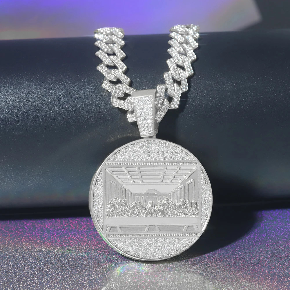 Men Women Hip Hop Pendant Necklace Iced Out Jesus Medal Bling Rhinestones Cuban Chain Street Jewelry Gift For Your Lover 250707