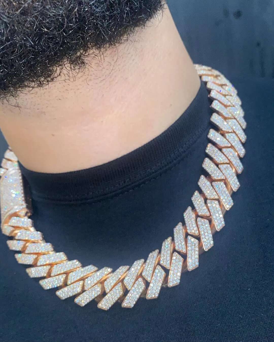 Iced Out Cuban Link Chain 16MM VVS Moissanite Diamond Cuban Link Chain Hip Hop Miami Cuban Chain Hip Hop