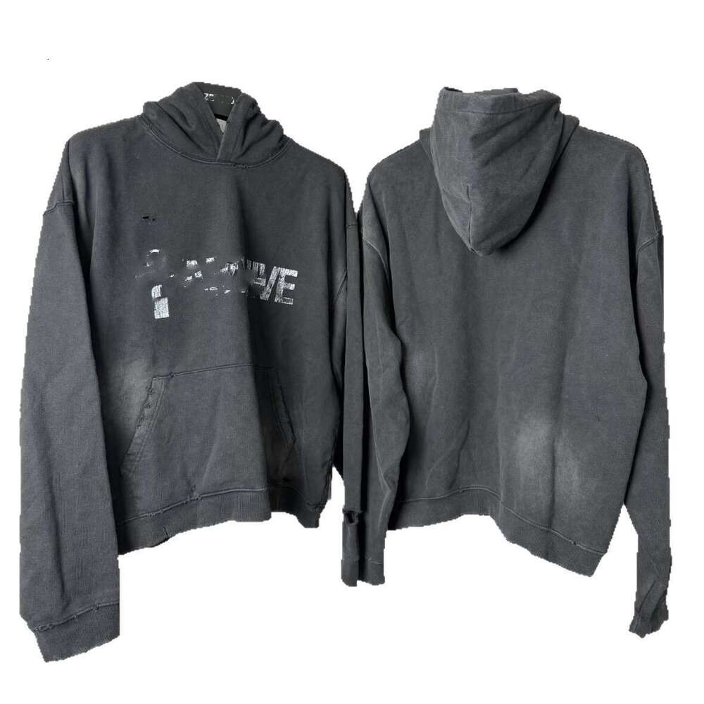2025 New American Style Portrait Washed Vintage Trendy Brand Distressed Printed Loose Pullover Hoodie