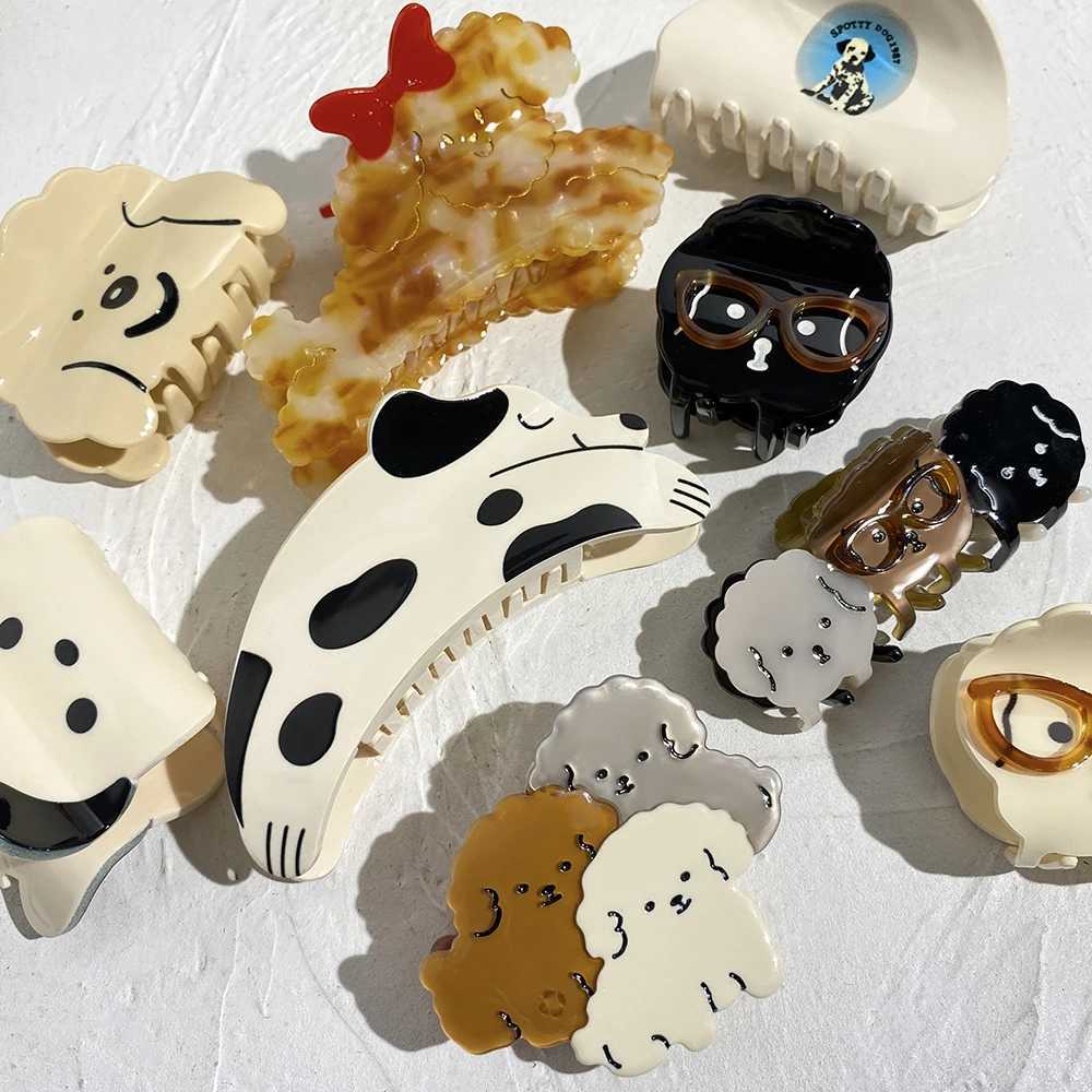 Cute Acetate Speckle Teddy Dog Animal Crab Hair Claw Clip For Women Girls Creative Funny Hairpin Barrettes Hair Accessories Z250707