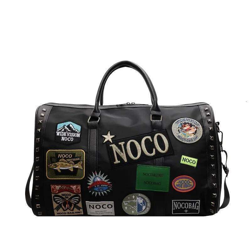 1 Piece Of Steampunk Style Y2k Embroidered Oxford Cloth Handbag, Shoulder Back Bag With Zipper Closure, Polyester Lining, Edge