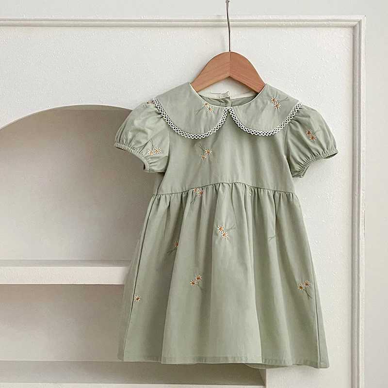 Girls Summer Dress Kids Princess Birthday Dresses Embroidered Daisy Dress Puff Sleeve Elegant Baby Children Clothes Dresses R250707