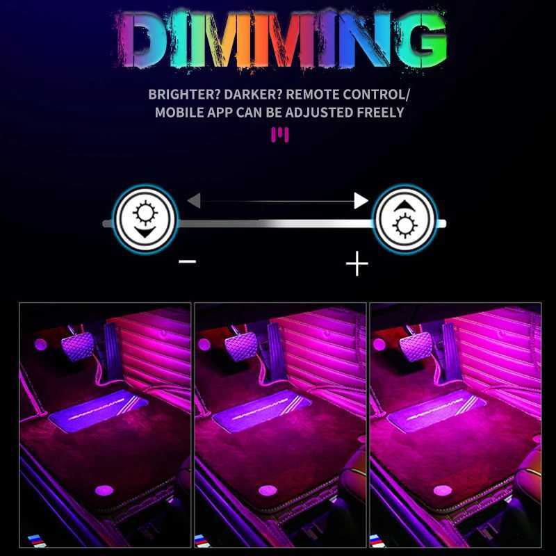 72/48/36 LED RGB Car Foot Ambient Light with USB Cigarette Automotive Interior Lights Strip Decoration Bar Remote/Voice Control W250707