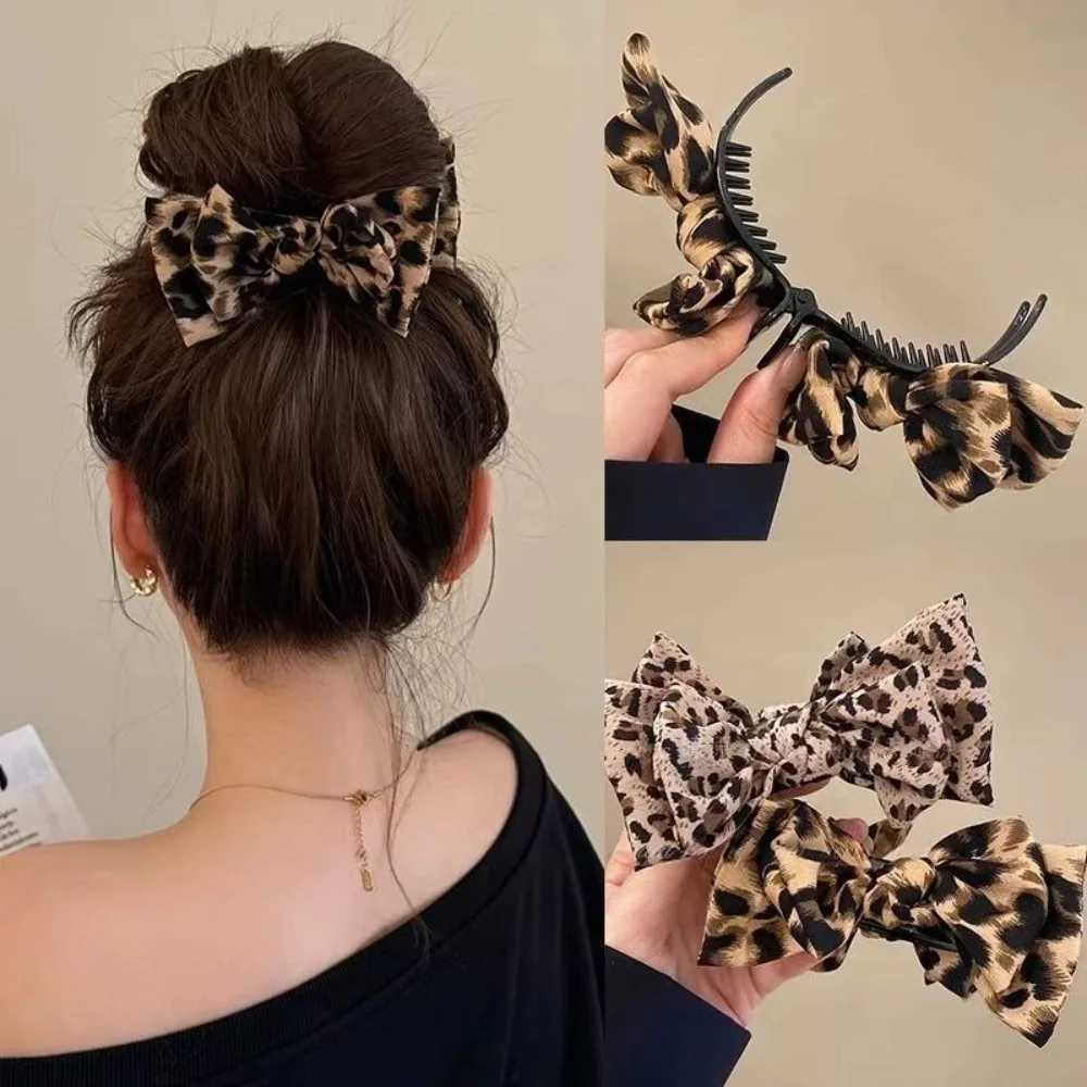 2025 New Vintage Leopard Print Bow Premium Hair Grab Non-slip Hair Accessory Is Suitable for Women To Wear Z250707