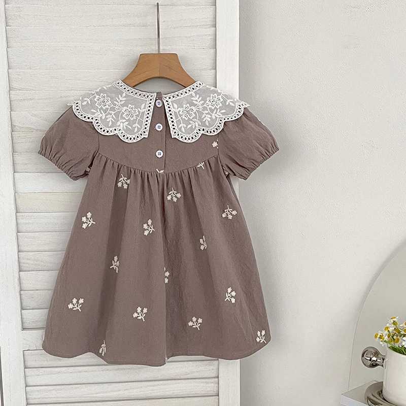 Girls Dresses Childrens Baby Casual Cotton Bubble Sleeves Ventilate Summer Princess Outdoors Baby Girls Embroider Summer Dress R250707