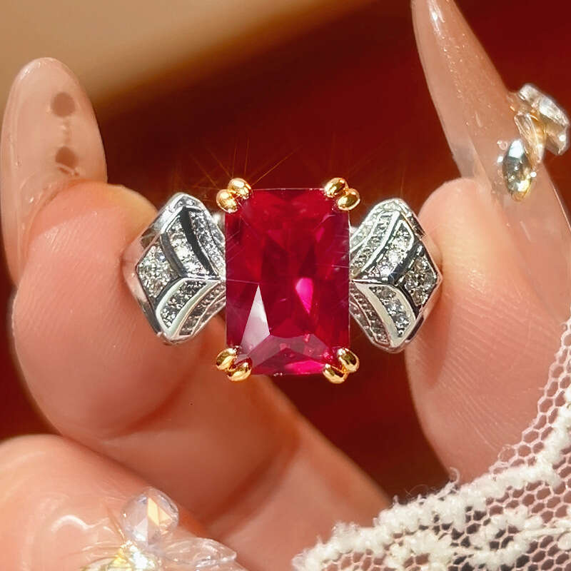 New Style Jewelry Ring For Women, Red Rectangular, High-End Luxury Feel 5Ae