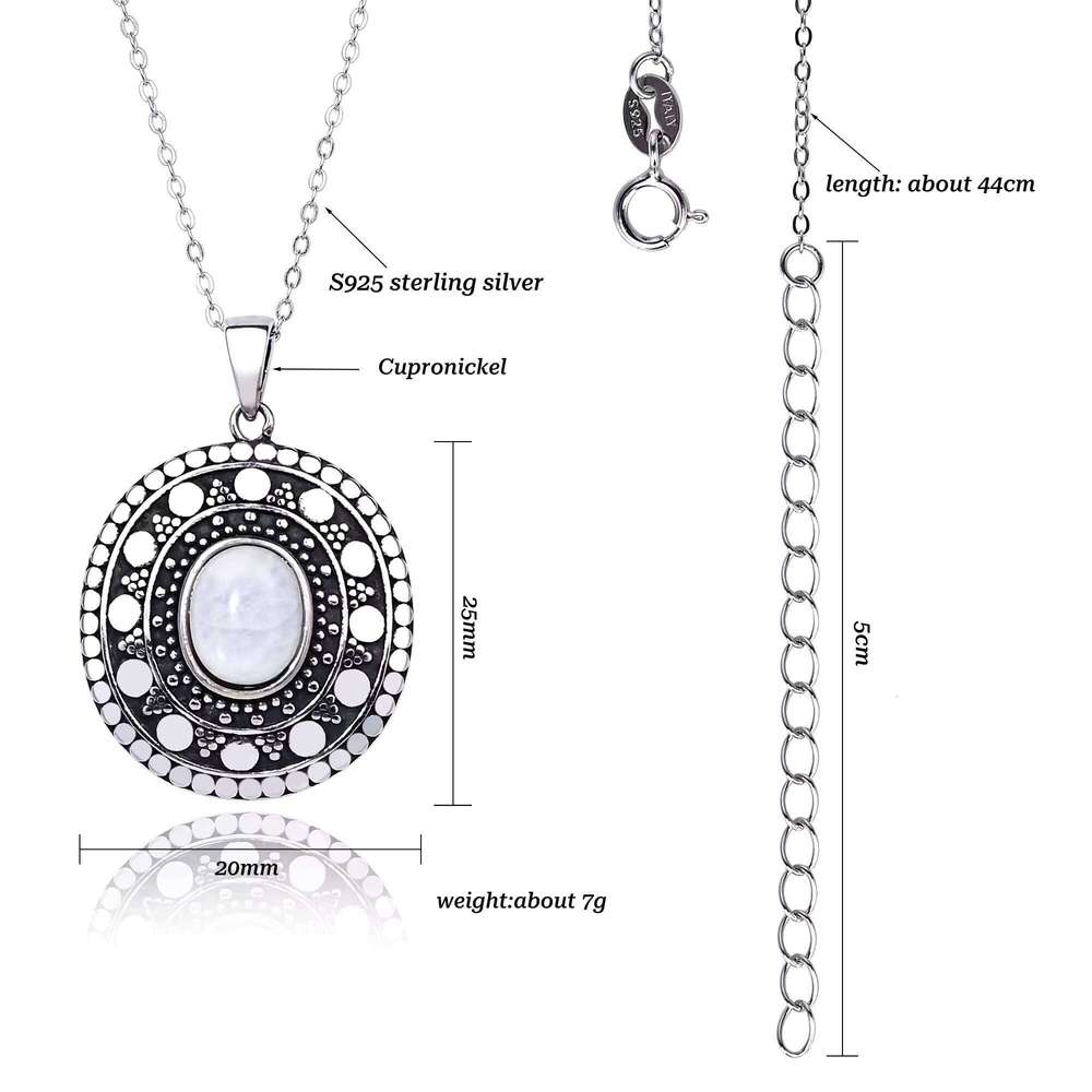 New Pure Sier Moonstone Pendant Women and Men Classic Design Handmade Jewelry Necklace for Daily Life