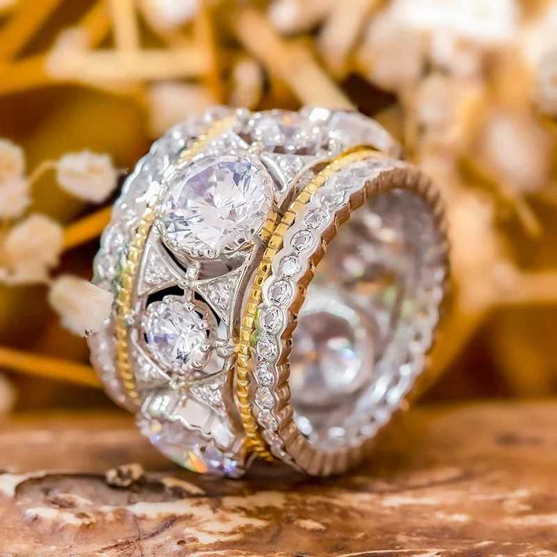 8 Delicate Charms Rings with Brilliant Cubic Zirconia Trendy Two-tone Elegant Accessory Chic Eternal Wedding Bridal Jewelry XJ250707