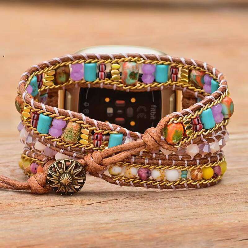 Vibrant Natural Stone Accessories 3 Bands Bohemian Vegan 3-Layer Jasper Watch Band Replacement