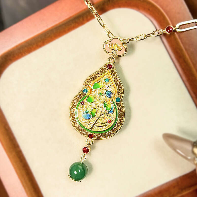 New Set Necklace Water Drop Bracelet Butterfly Shape Enamel Craft Chinese Style Fashion Women's Jewelry 511