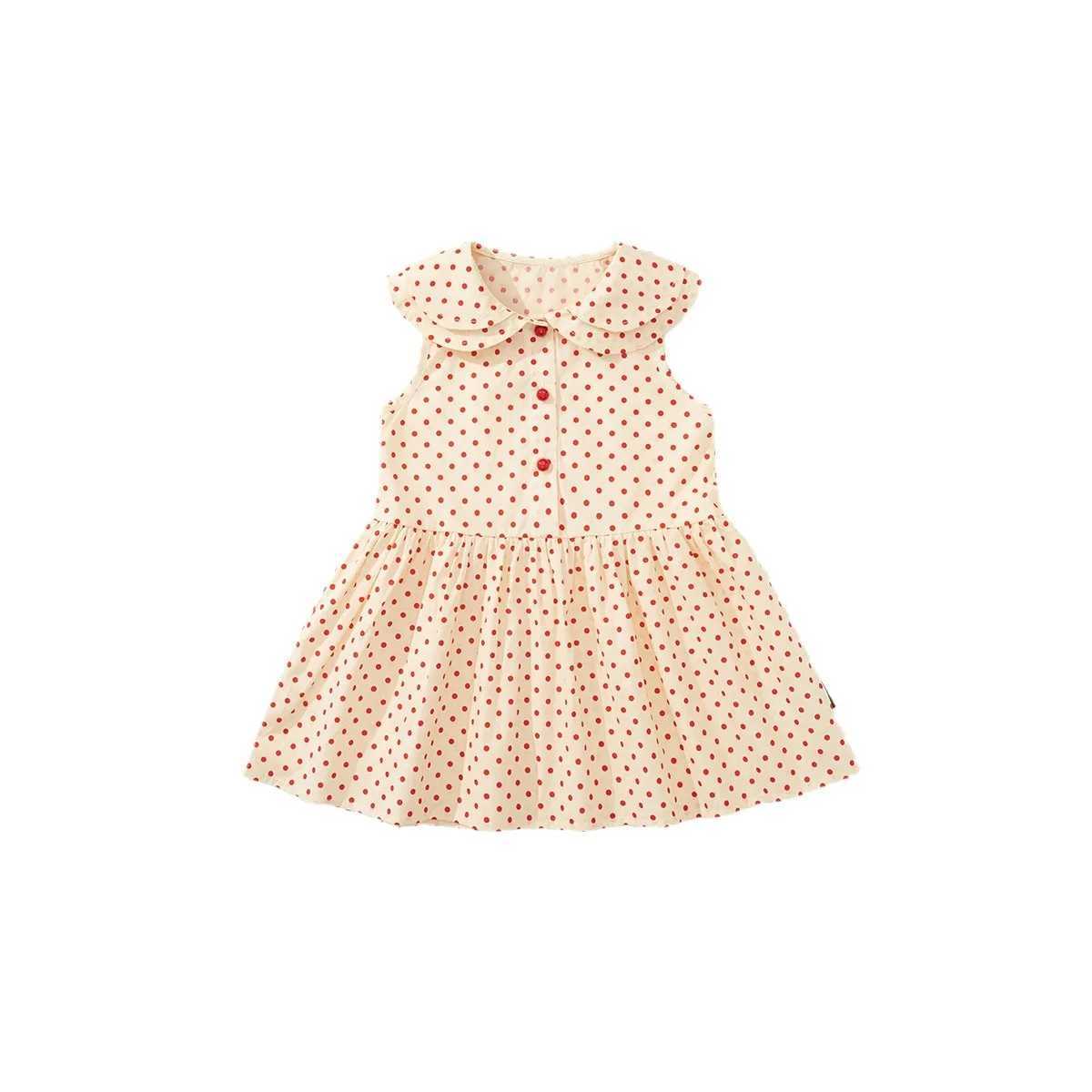 2025 Childrens Clothing Girls Polka Dot Dress Baby Korean Version Doll Collar Sweet Style Sleeveless Vest Skirt R250707