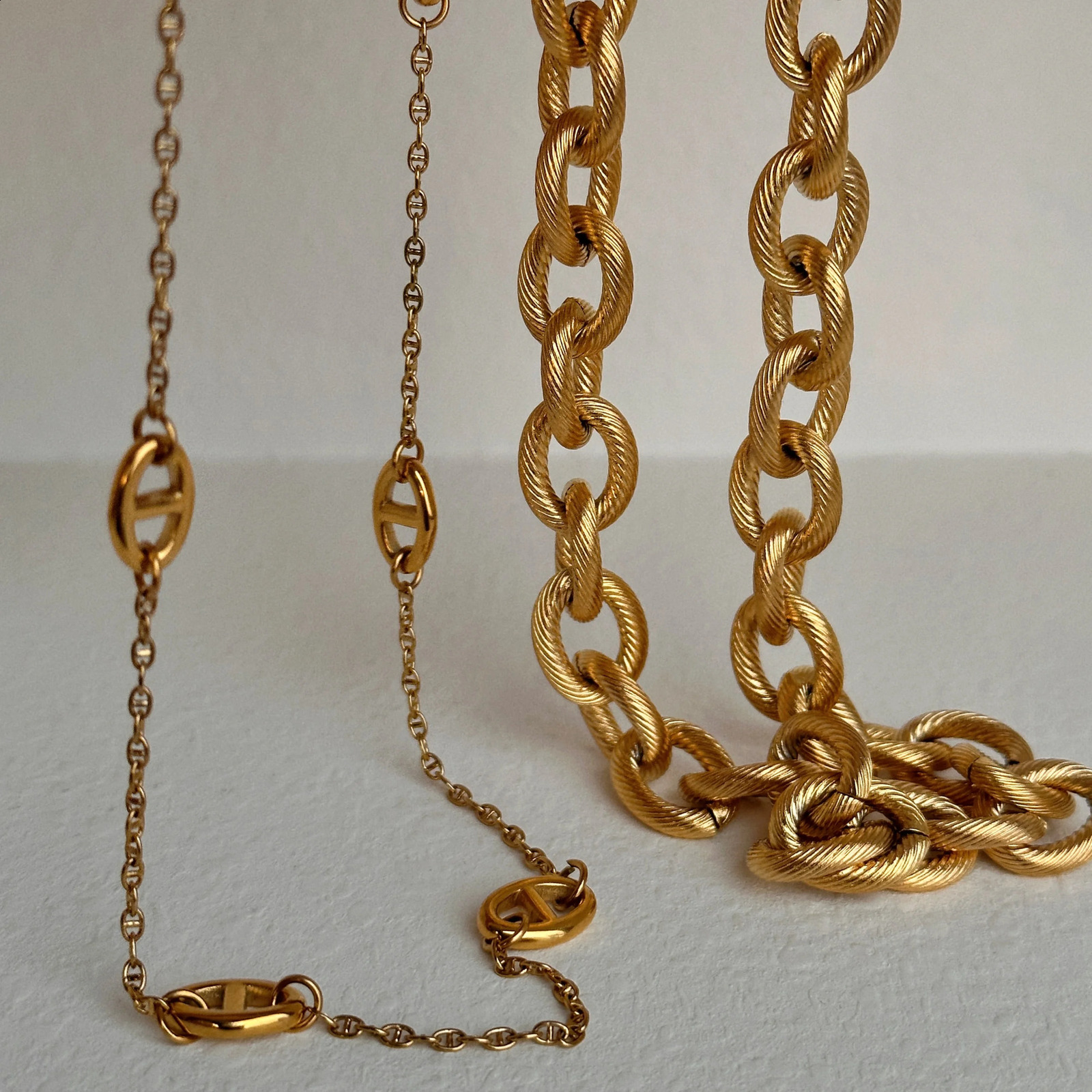 DASEIN Vintage Hip Hop Stainless Steel Chunky Chain Necklace Bracelet 18k Gold Plated Tarnish Free Jewelry Unisex 250707