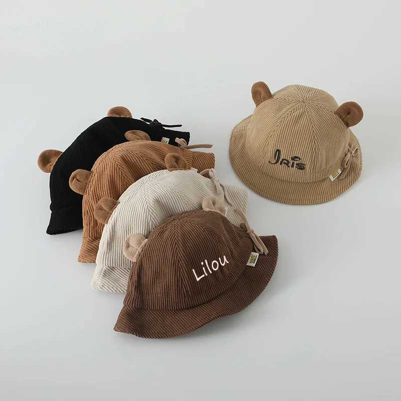 Custom Name Baby Hat Childrens Sun Hat Personalized Boys Girls Cute Bucket Hat Childrens Day Birthday Gift Bear Hat with Name Y250707