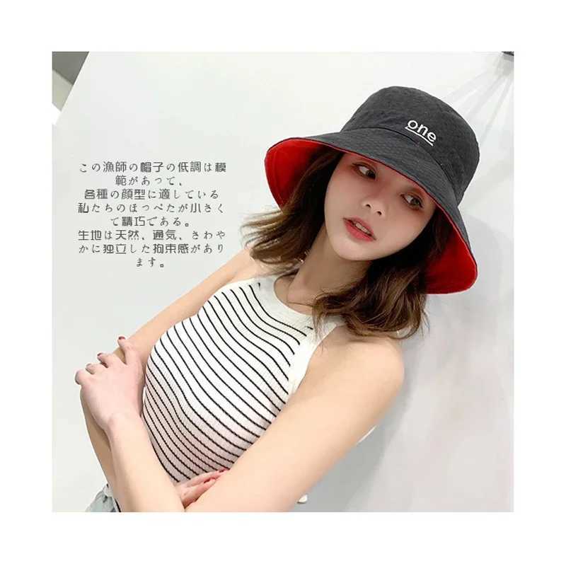 Fashion Letter Embroidery Reversible Design Cotton Bucket Hat For Women Y250707