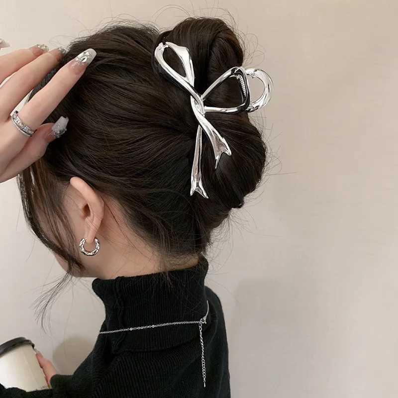 2024 New Vintage Ribbon Bow Hair Claws Exquisite Metal Hair Clip Clasp Hairpins For Women Hair Accessories Barrettes Shark Clips Z250707