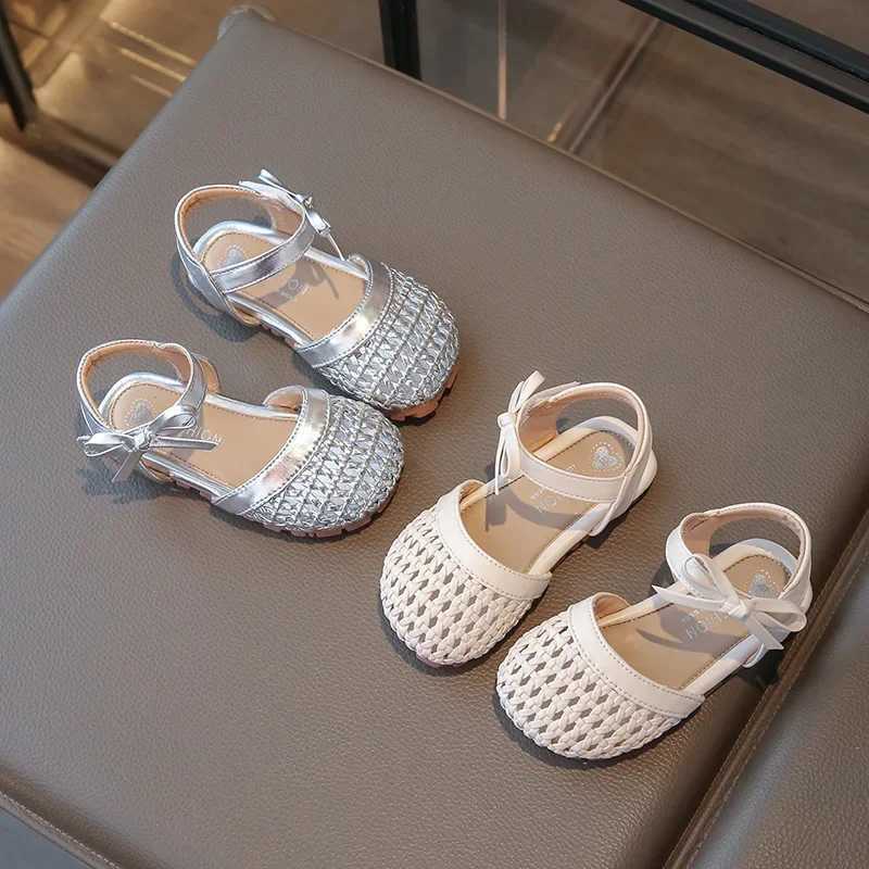Kids Girls Woven Sandals Summer New Childrens Fashion Hollow Princess Sandals Soft-soled Beach ShoesR250707