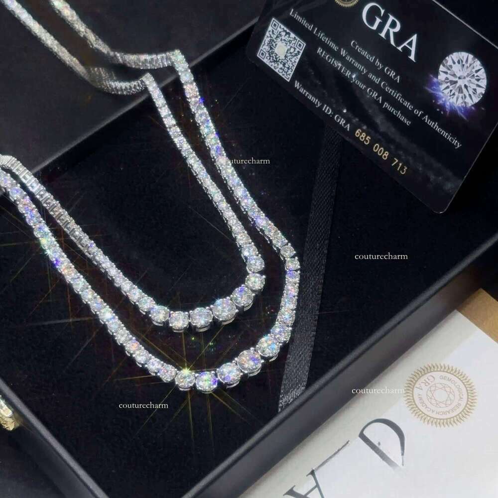 New Arrival 3mm Sier Necklace Iced Out Jewelry Moissanite Dia Tennis Chain GRA Certified