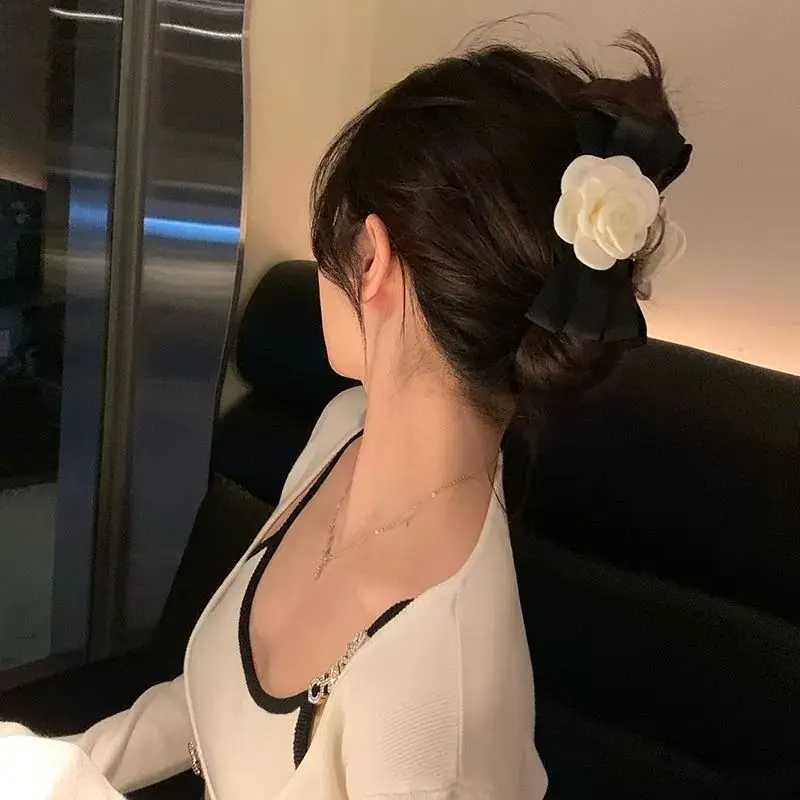1pc Xiaoxiangfengshan Camellia Bow Headpiece Hairclip Female Rear Head Grip Clip Large Shark Clip Premium Spring Clip Z250707