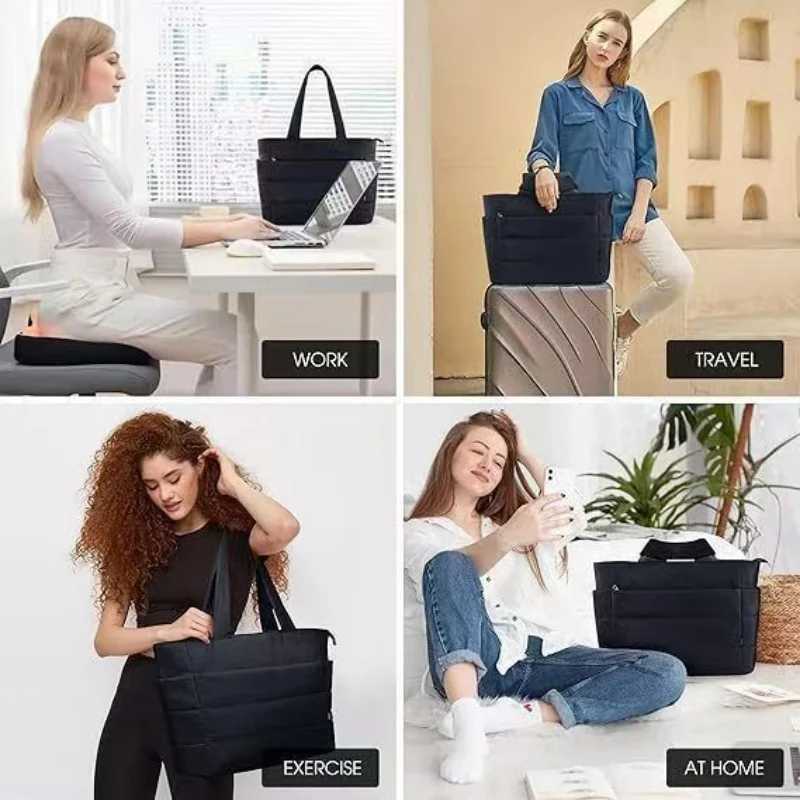 Womens Bag Solid Color Tote Bag Commuting College Padded Shoulder Bag Leisure Simple Female Handbags for Travel
