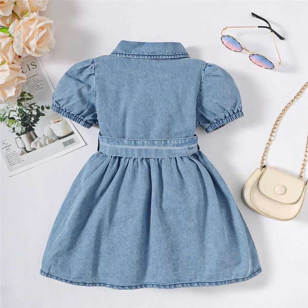 1-3 Years Summer Toddler Baby Girl Fashion Dress Bubble Sleeve Lapel Jeans Casual Dresses Birthday Party Costumes for Kid Girls R250707