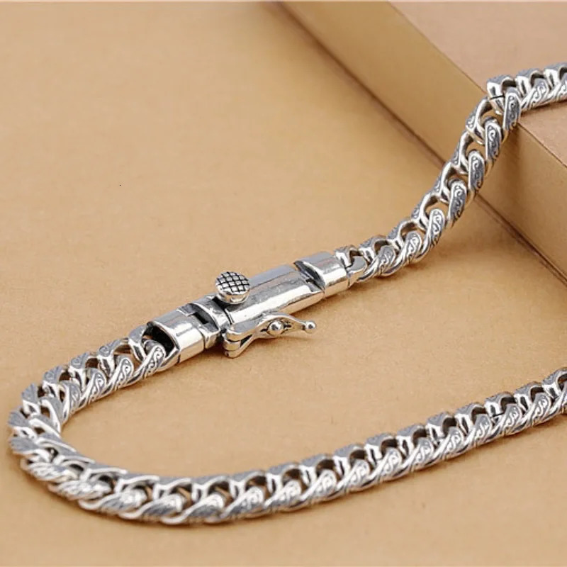 2025 fashion 100% S925 Sterling Silver 8MM Cuban Necklace Mens and Womens Trend Personality Retro Jewelry Hip Hop Necklace 250702