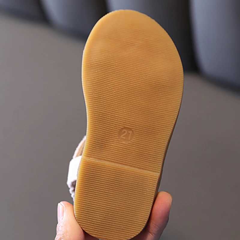 Girls Sandals Kids Summer Roman Shoes 2022 Elegant Pearl Rhinestone Party Princess Shoe Flats Non-slip Casual Girl Beach Sandal R250707