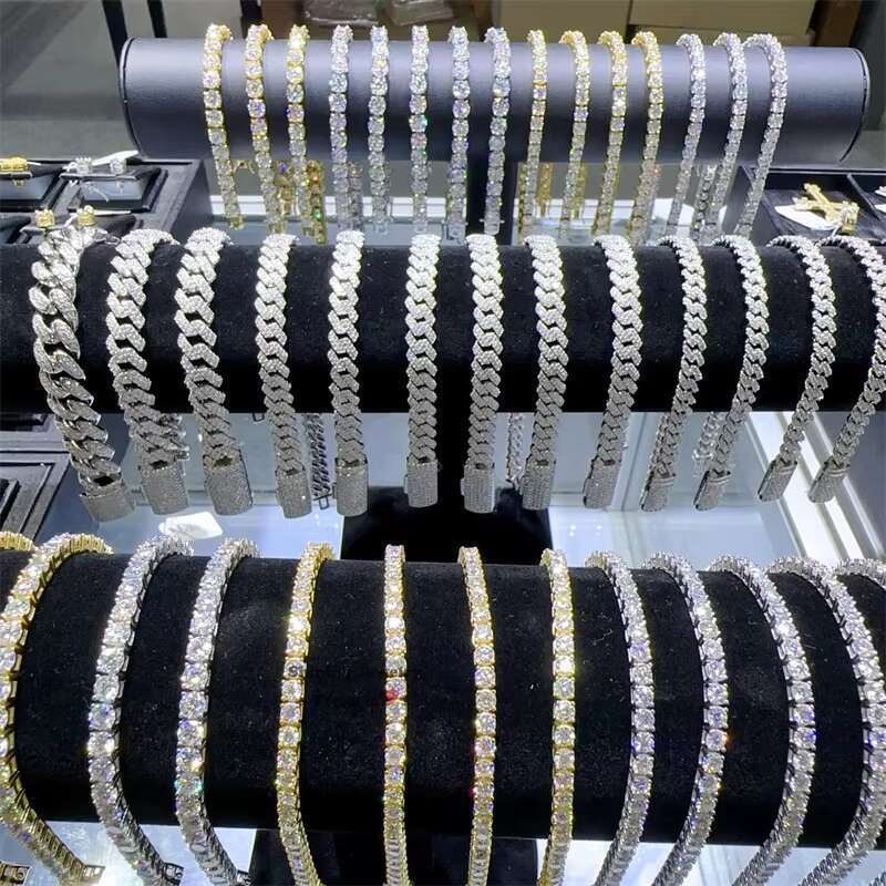 Drop Shipping GRA Certificated Sterling Silver Tennis Bracelet 3mm 4mm 5mm 6mm Vvs Moissanite Tennis Chain Necklace