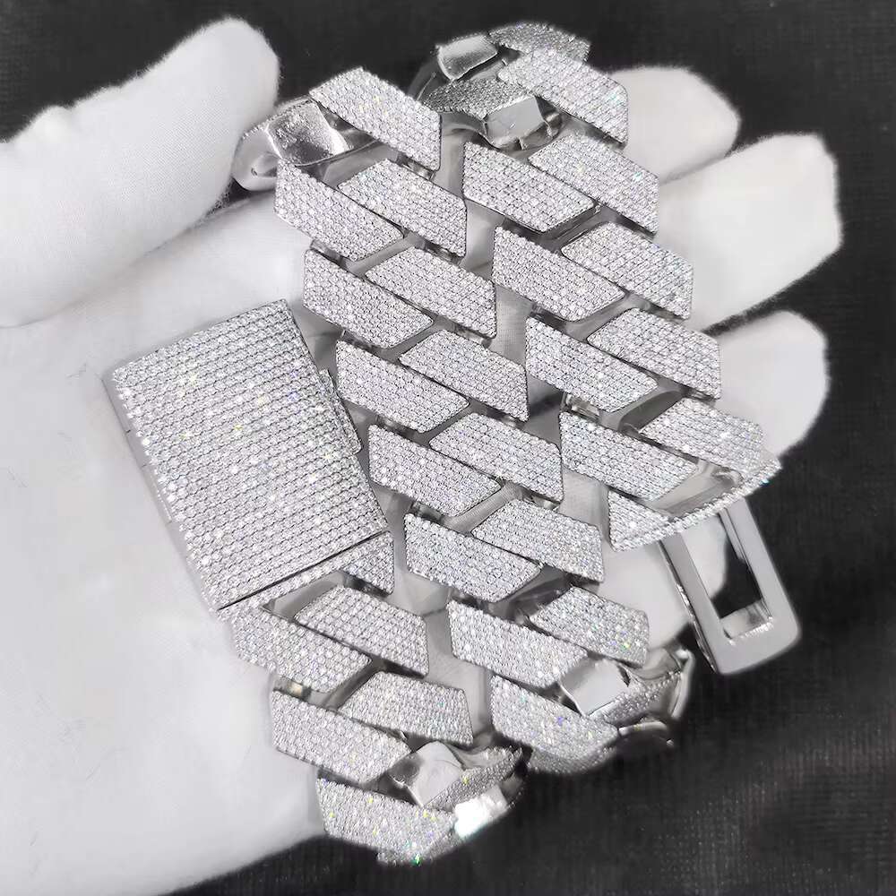 Diamond Miami Cuban Link Chain 6mm-20mm Width Hip Hop Jewelry Silver 925 White/Yellow/Rose Gold Moissanite Cuban Link Chain