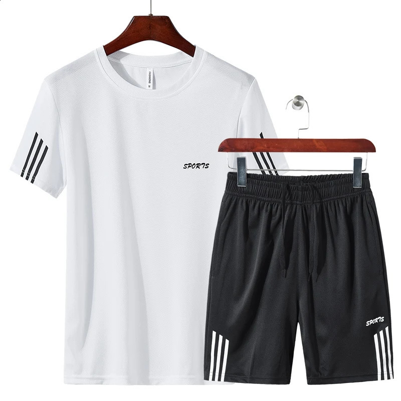 Summer style running sportswear set - fitness quick-drying sport short-sleeved five-pocket shorts sportswear set 250707
