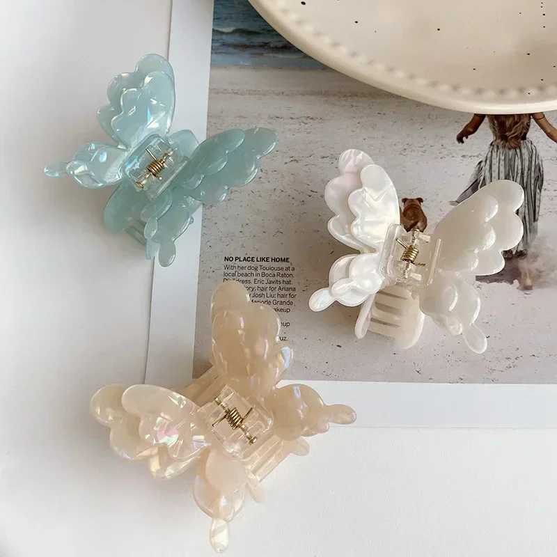 Double-Layered Butterfly Crab Barrette For Women Crab Hair Pins Accessories Anniversary Gift Ladies New Years Day Crab Clip Y250707