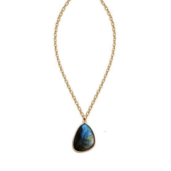 Bohemian Natural Stone Labrador Pendant Handmade Jewelry Necklace