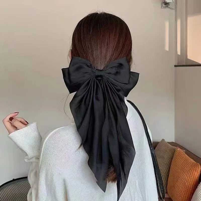 Solid Color Bow Ribbon Hair Clip New Women Large Bowknot Barrettes Women Ponytail Clip Headband Girls Hair Accessories Gift Z250707