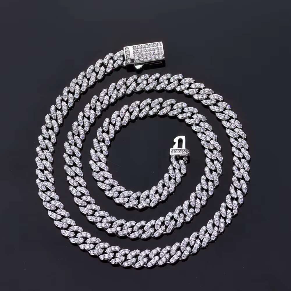 NUOYA Women 6mm Shiny Cuban Chain 18K Gold Plated Full Pave CZ Iced Out Link Necklace Hip Hop Fine Jewelry