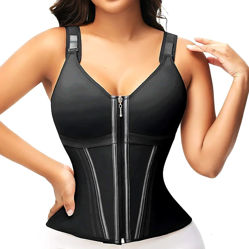 AfruliA Double Compression Vest Bra Waist Trainer Corset with 17 Steel Bone Flat Belly Slim Body Shaper Colombian Girdle 250708