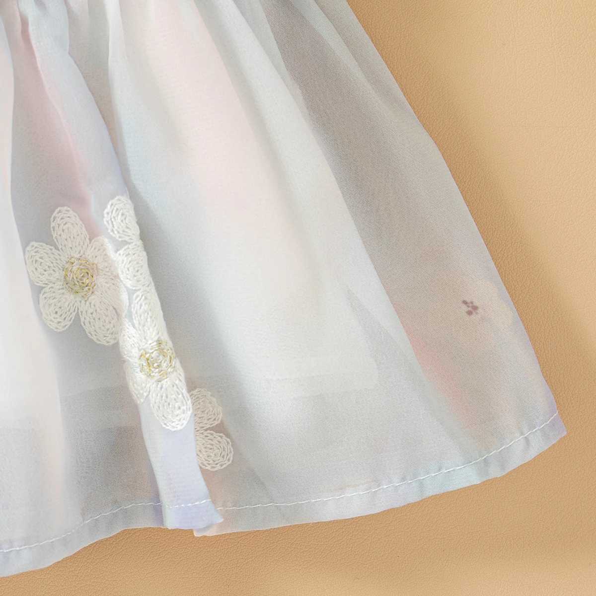Baby Girl Summer Floral Pattern Tie-Dye Style Doll Neck Gentle Baby Dresses Cute Casual Girls Dress R250707